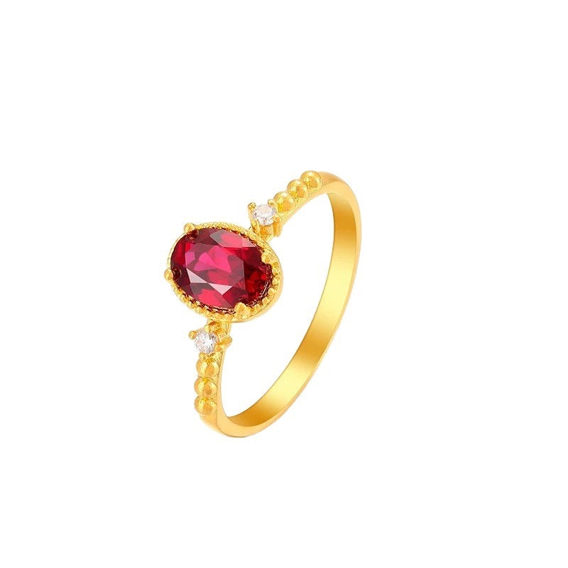Ruby Teardrop Adjustable Gold Ring