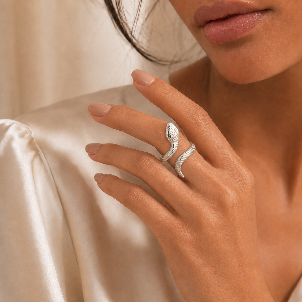 Serpent Spark Open-Wrap Ring