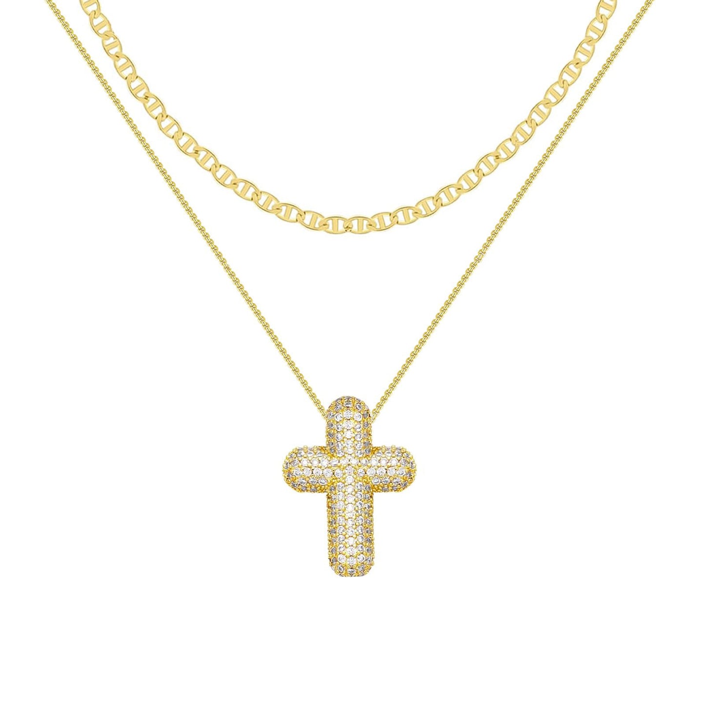 Radiant Crystal Cross Pendant Necklace