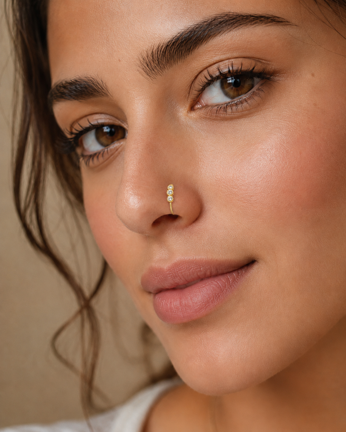 Triple Halo Crystal Nose Ring