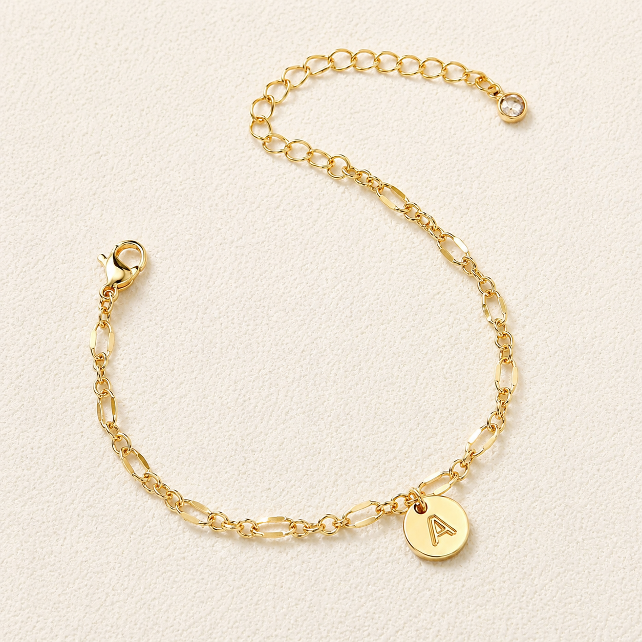 Personalized Gold Initial Charm Bracelet