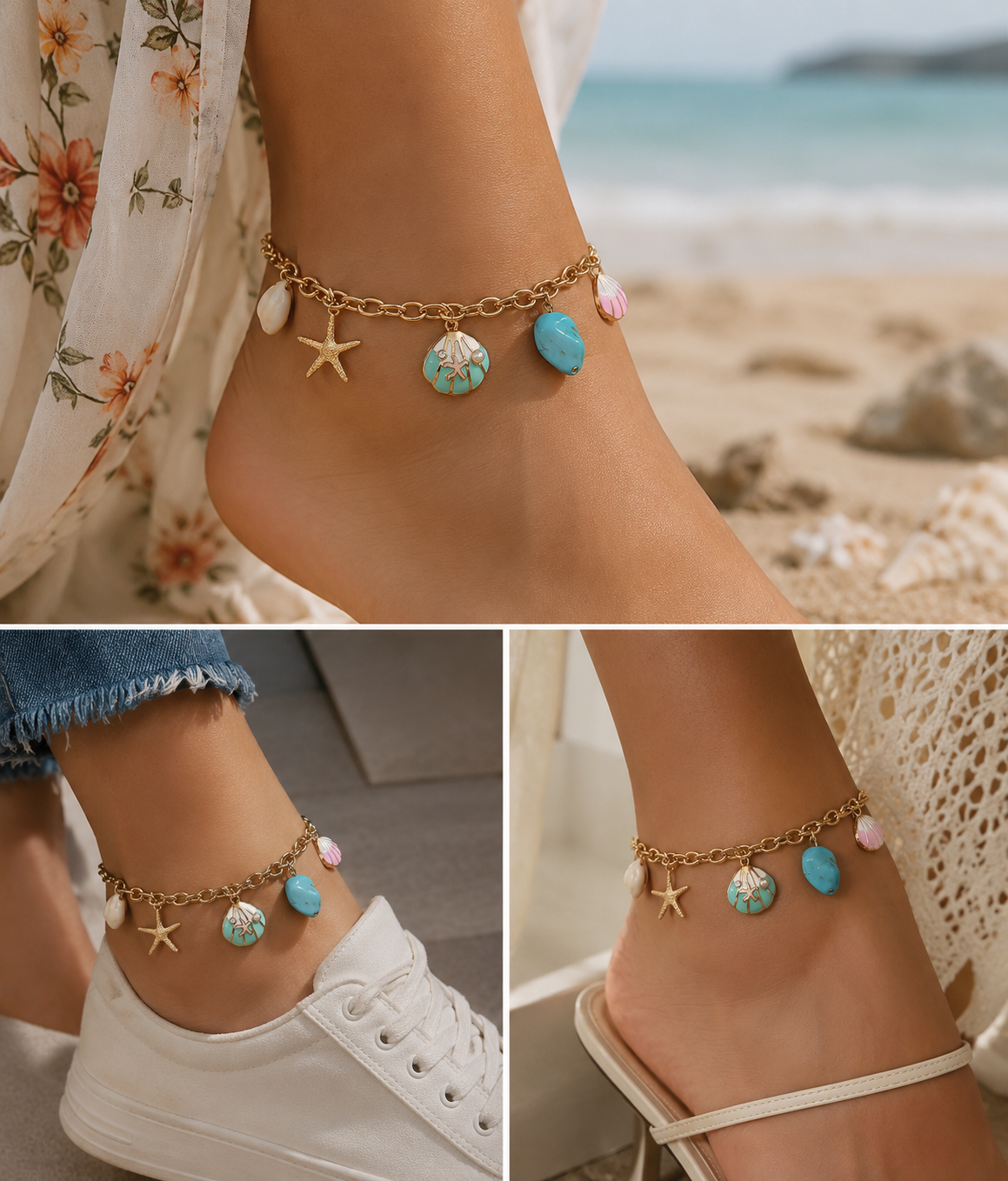 Ocean Charm Starfish Shell Anklet
