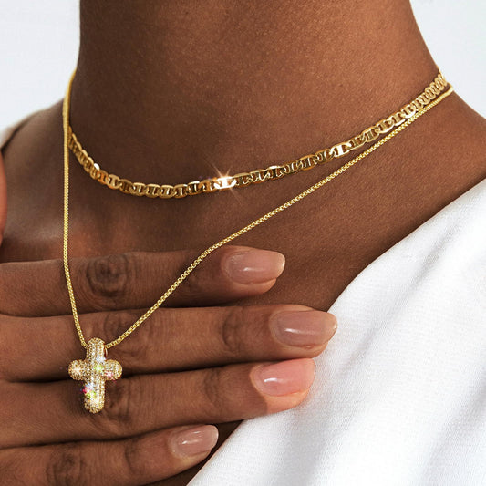 Radiant Crystal Cross Pendant Necklace