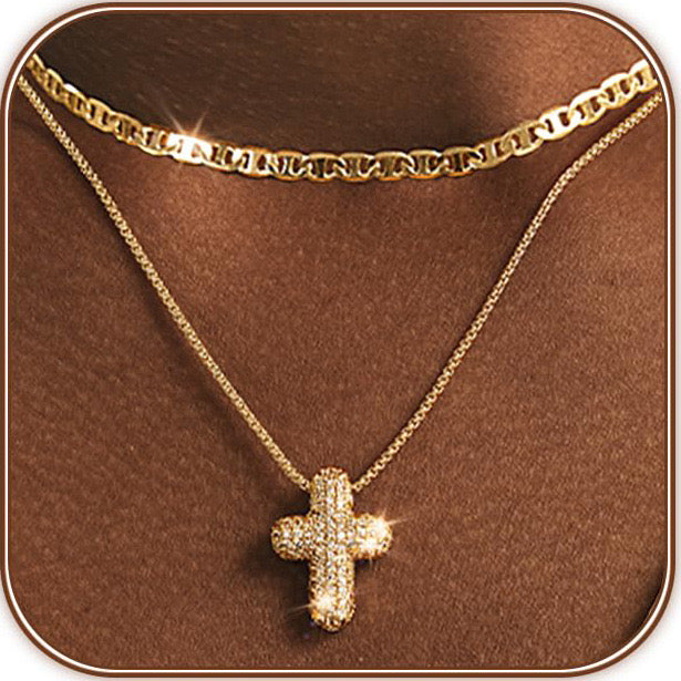 Radiant Crystal Cross Pendant Necklace