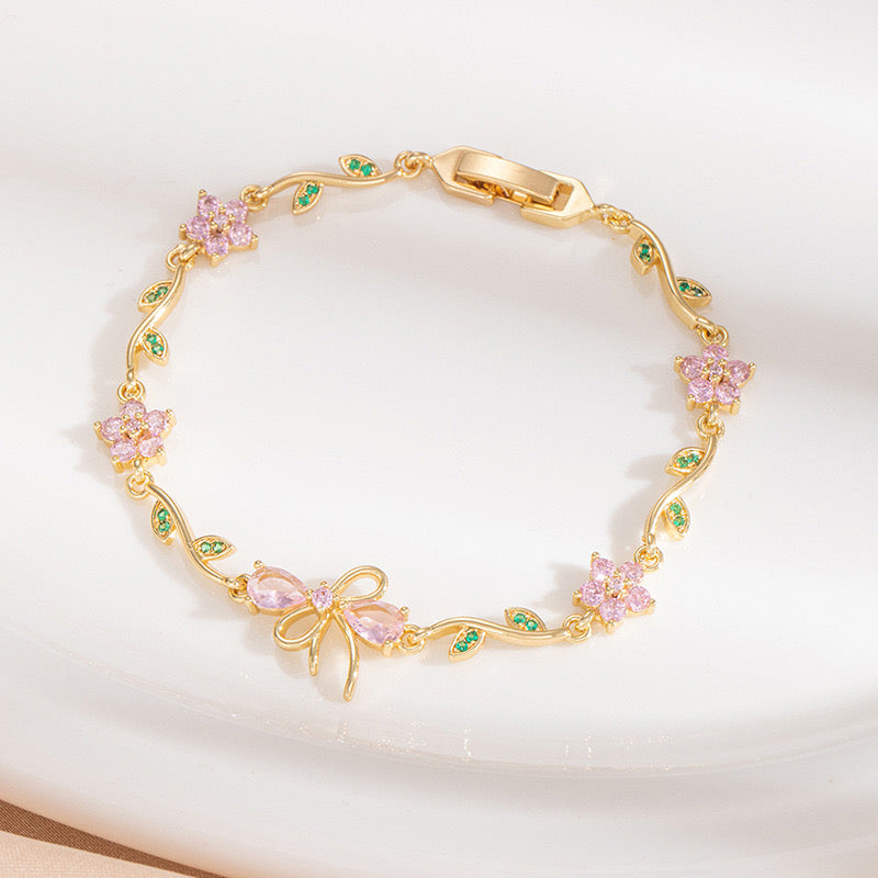 Blossom Ribbon Crystal Bracelet