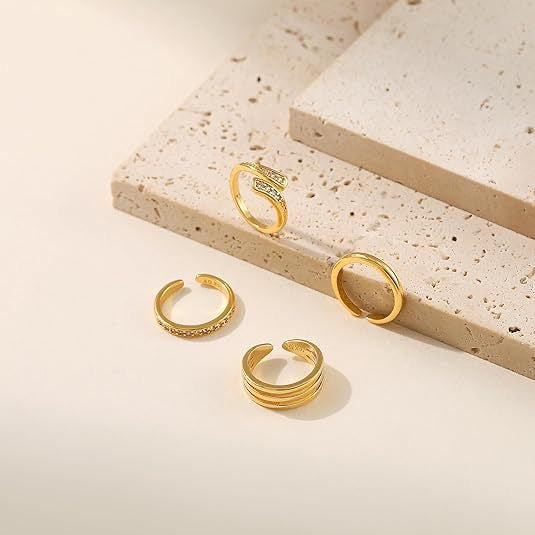 Adjustable Gold Toe Ring Set of 4