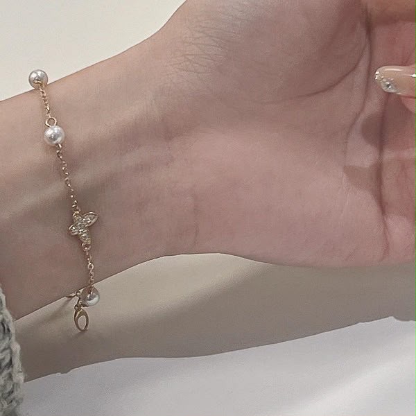 Butterfly Pearl Charm Bracelet