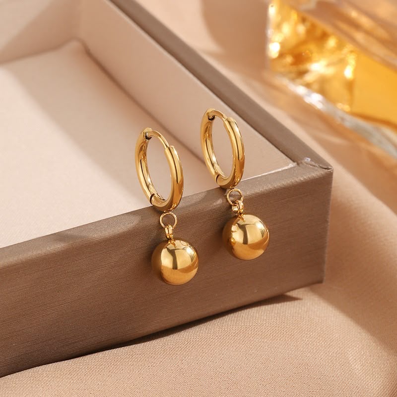 Gold Plated Ball Drop Hoop Earrings