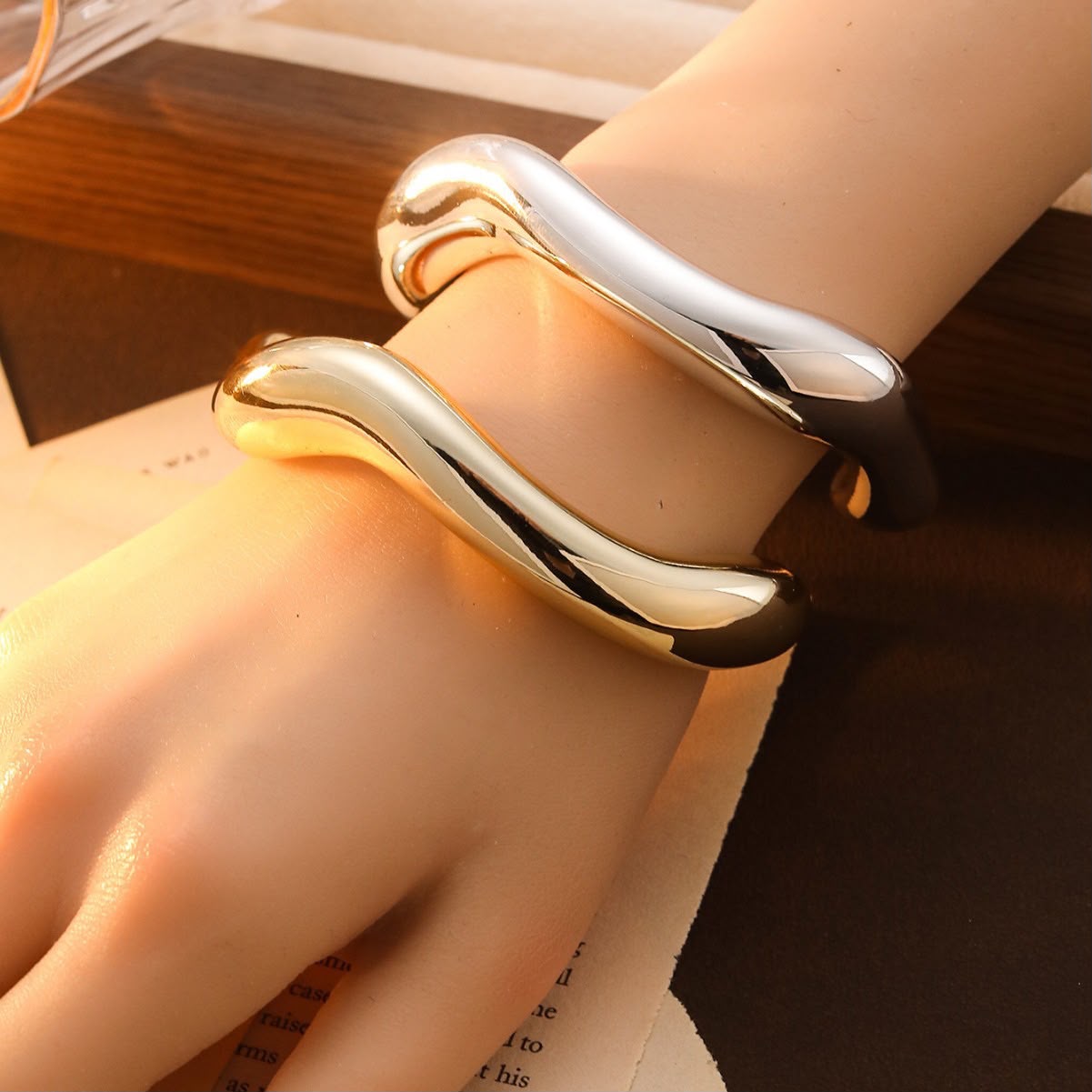 Minimalist Sculptural Open Cuff Bracelet